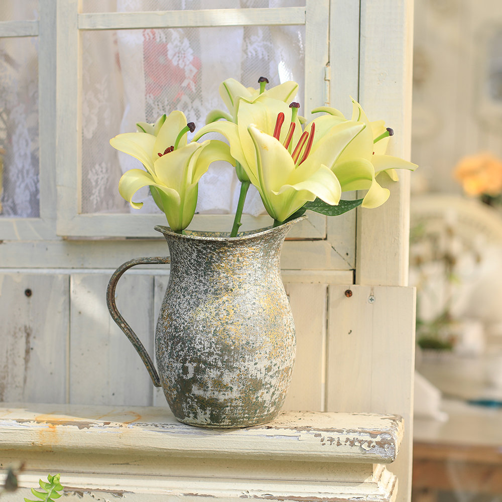 Tybee Rustic Handmade Metal Table Flower Vase
