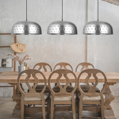17.75"W Shylie 1-Light Large Metallic Dome Pendant with Star-shaped Cutouts