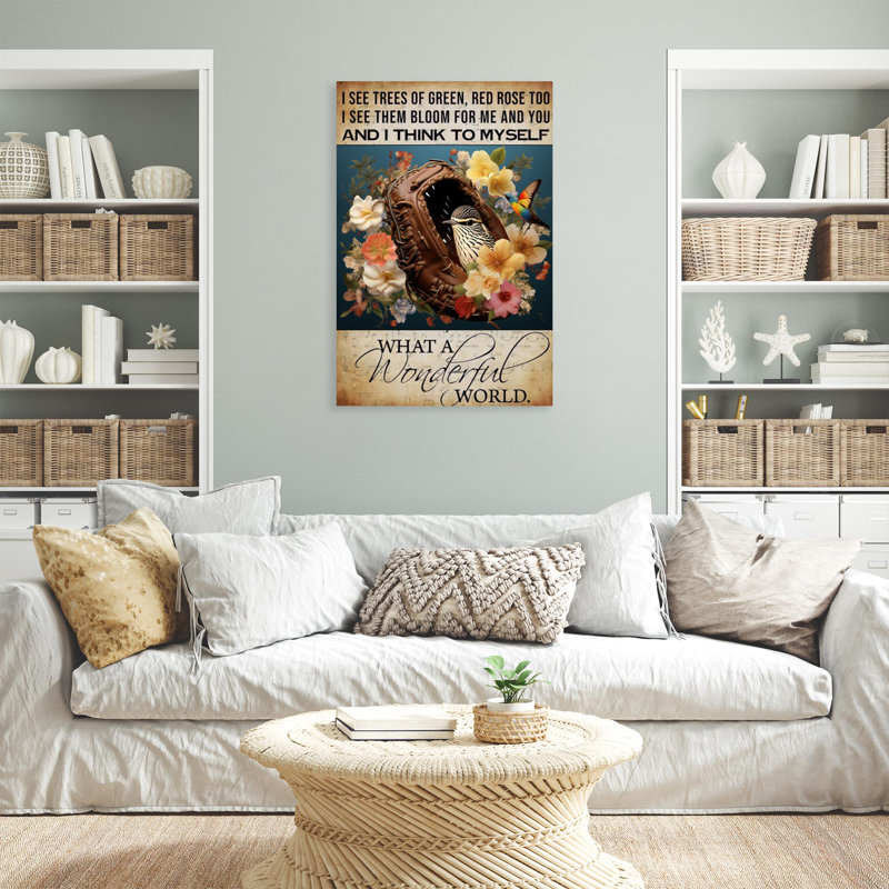 «Levid Bird What A Wonderful World», reproduction sur toile, H 14 po x l 11 po x P 1,25 po