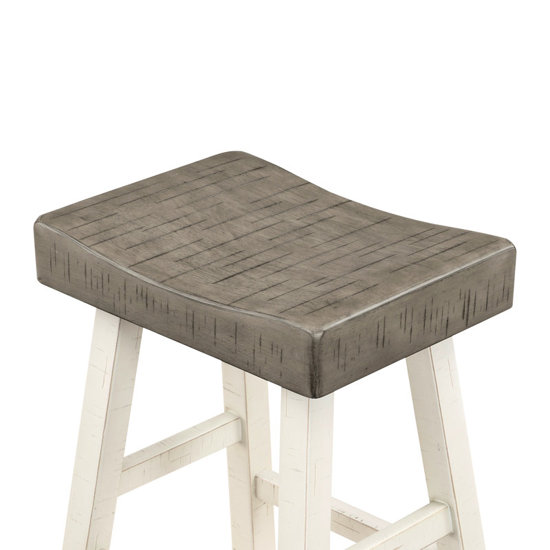 2 tabourets de bar en bois massif, blanc et café, aspect transitionnel, 21,5 lb de bois et charge de 30,5 po, Café / blanc