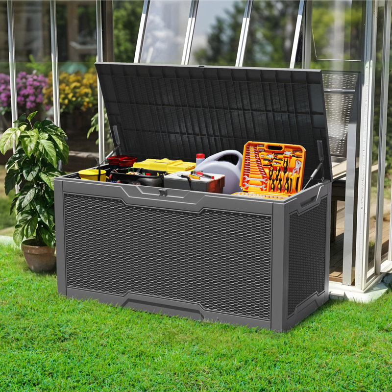 Contenant verrouillable pour terrasse 100 gallons, Gris foncé