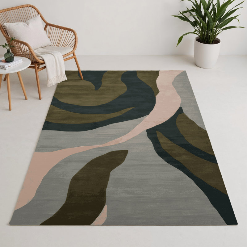 Watercolor Gray Indoor and Outdoor Area Rug, Rectangle 9' x 12'