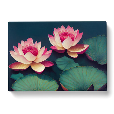 Beaming Lotus Flowers - Wrapped Canvas Print