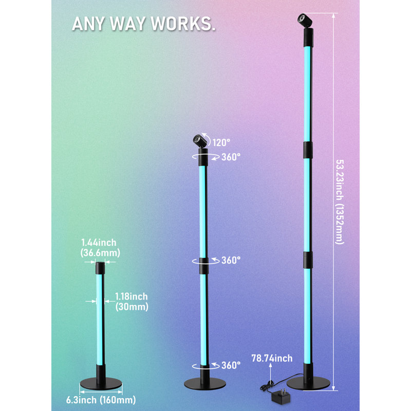 Deyvin LED Floor Lamp with Spotlight, 360° RGBW Tree Light, Music Sync, Remote Control