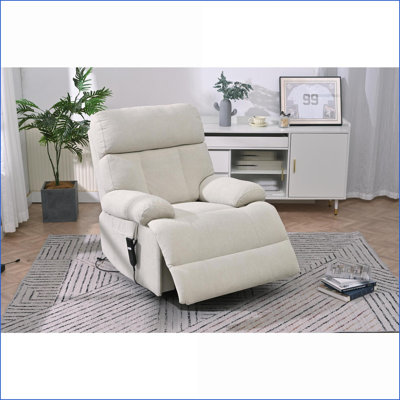 Fauteuils inclinables pour personnes âgées, fauteuil surélevé électrique surdimensionné, tissu gris clair | Poche latérale, télécommande