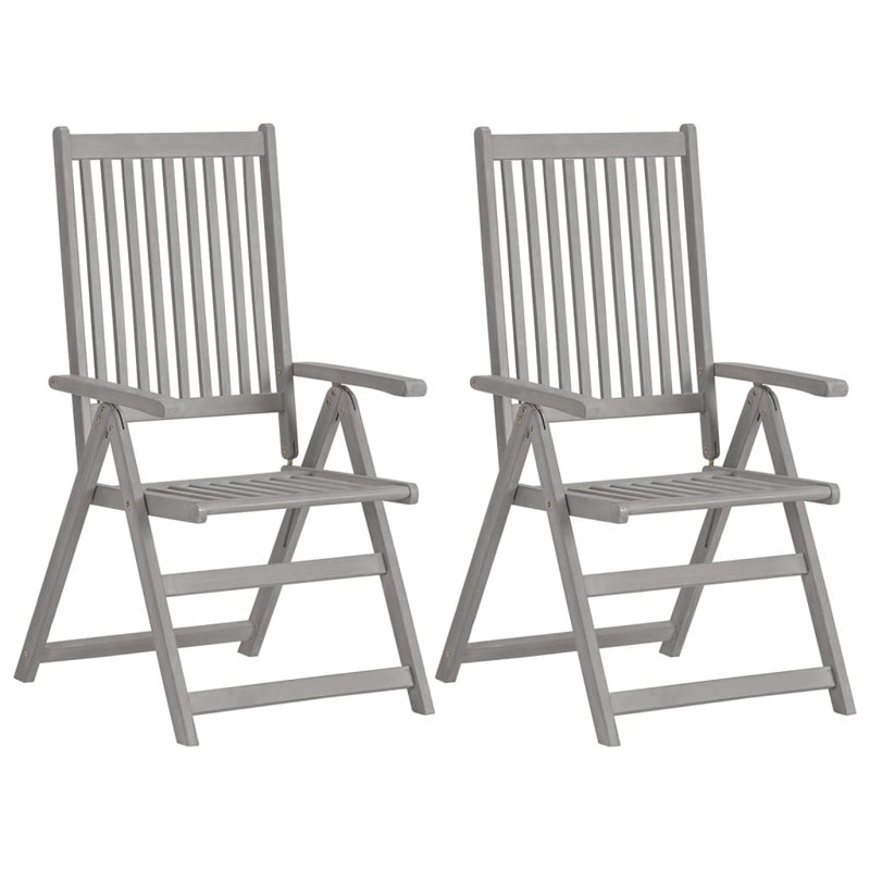 Chaise de patio avec coussin en teck, 4, Marine, Gris