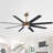 60inch Indoor 8 Solid Wood Double-Sided Blades Ceiling Fan with LED light Remote Remote DC Motor Down-rod Mount, Black and Walnut wiht Gold-453755663-453755660-453755654