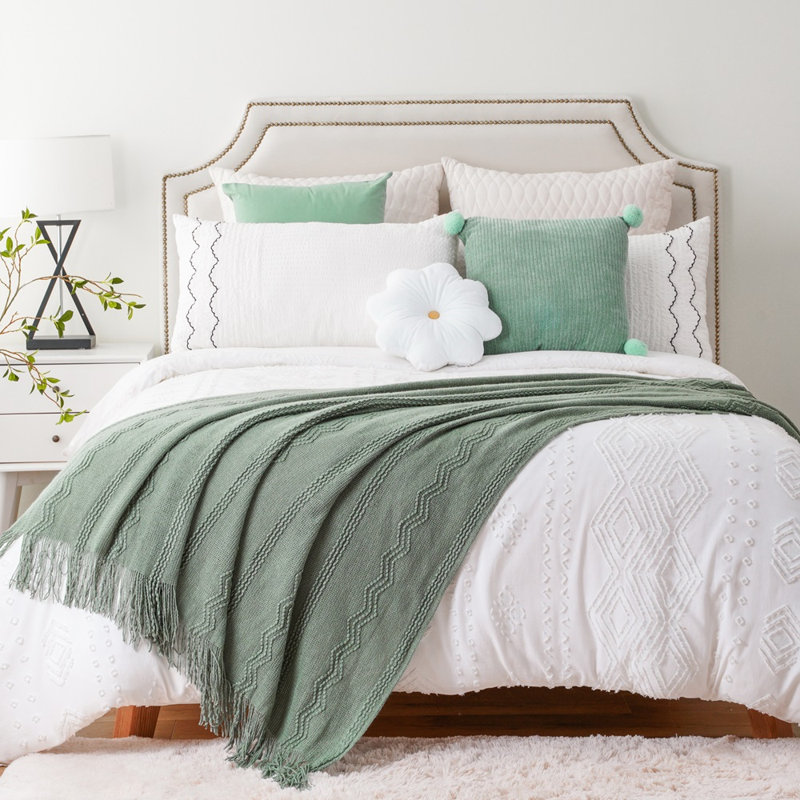 Jeté pour canapé, jeté uni pour la décoration intérieure, jeté en tricot pour lit, 50 po x 60 po, Vert sauge