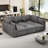 Kaori 86.6" Chenille Upholstered Sectional Sofa with Movable Ottoman & USB Ports-128837913
