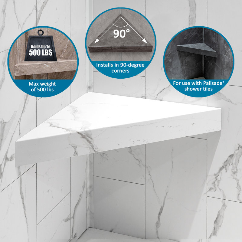 Silver Lake Gray Waterproof PVC Corner Shower Bench