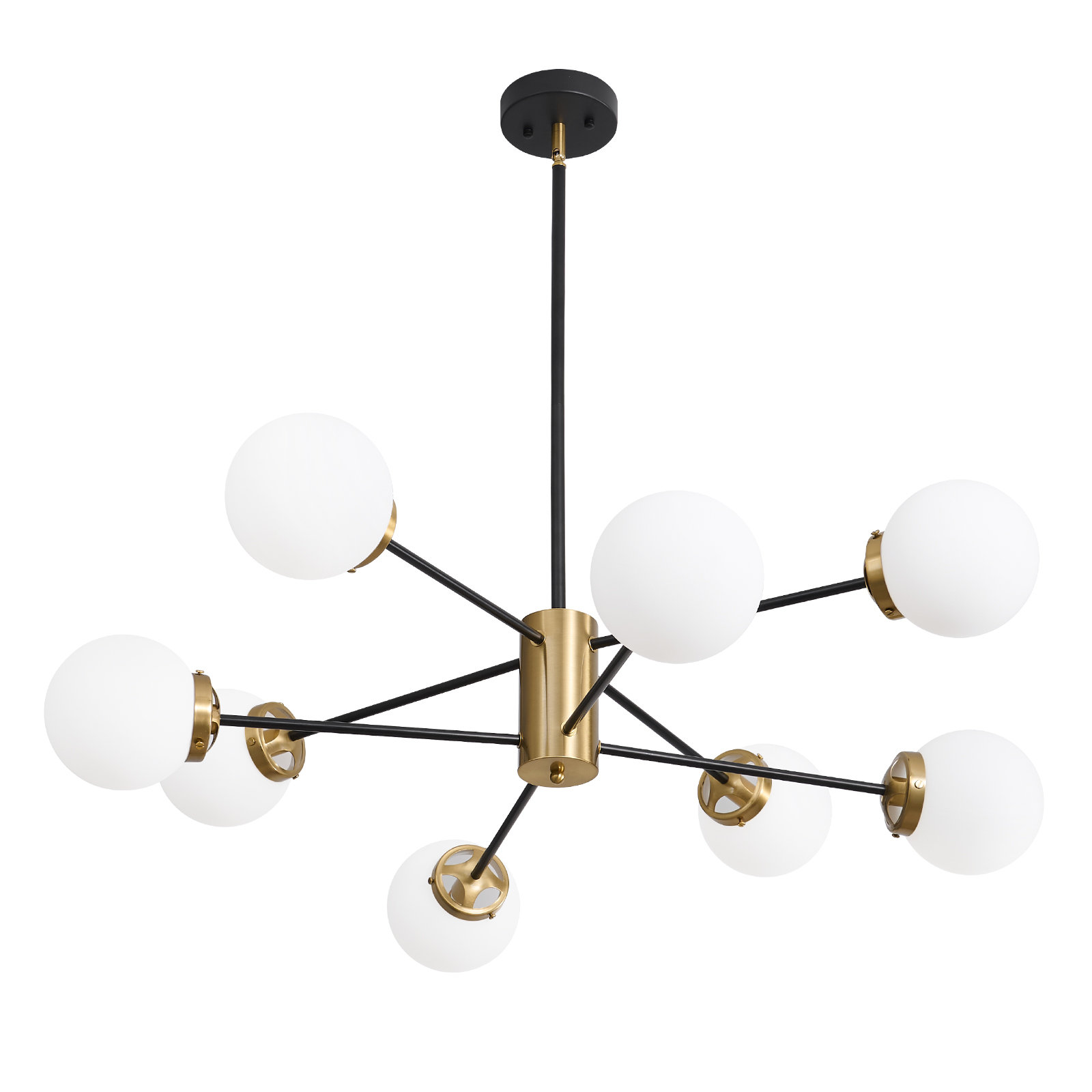 Mercer41 Asumi 8 - Light Modern Sputnik Linear Chandelier With Milky ...