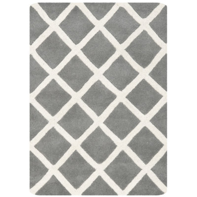 Tapis gris foncé / ivoire en laine touffeté à la main Teresita Ellicott