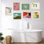 Multicolore Mid-Century pastel paysage abstrait géométrique minimalisme encadré sur papier, 7 pièces-92573527-92573529