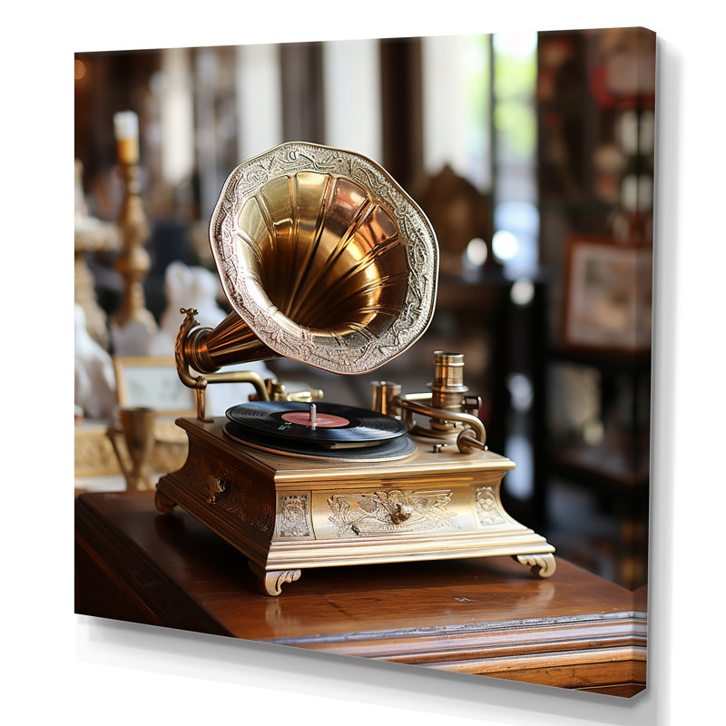 Rétro Phonograph Serenade - Phonographs, art mural, Toile tendue, H 36 po x l 36 po x P 1,5 po