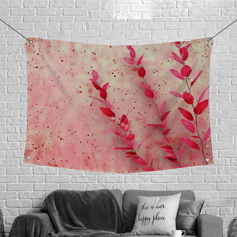 Botanical Art Bathroom Fabric Tapestry, 68" H x 80" W