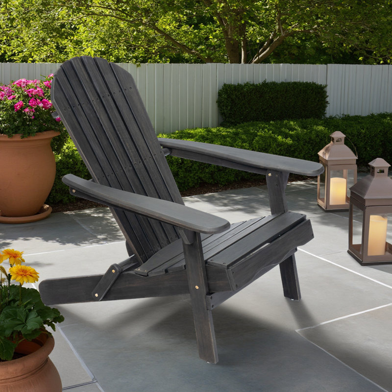 Chaise Adirondack pliante en bois d'acacia, Gris