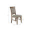 Chaise d'appoint de salle à manger (2) - Fabrication en bois massif, revêtement gris, dossier rembourré avec 2 pieds de chaise, assise et dossier rembourrés, structure patinée-1981206455