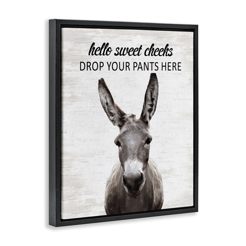 Drop Pants Here Funny Laundry Floating Frame, design by Lettered and Lined, Jet Black Floater Frame, 21" H x 17" W