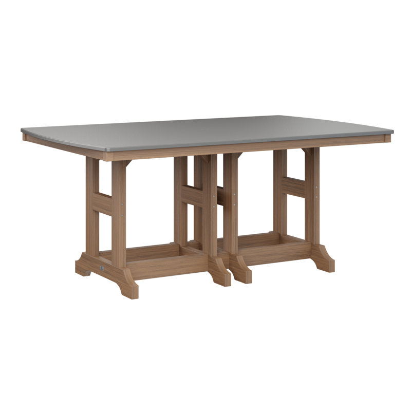 Berlin Gardens Garden Classic Rectangular Bar Table, Antique Mahogany, Hammered Top Stainless, 39.5" H x 72" W x 44" D