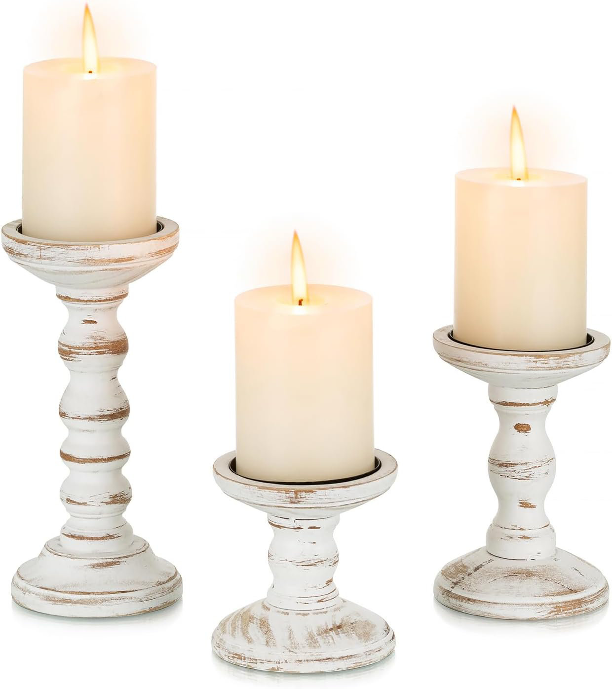 One Allium Way® Wood Candle Holders For Pillar Rustic Candles Holder ...
