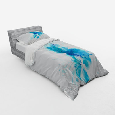 Ensemble de housse de couette en microfibre blanc / bleu