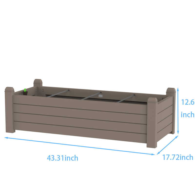 43.31"W Resin Raised Garden Bed Planter Box With Drainage Holes & Water Level Monitor
