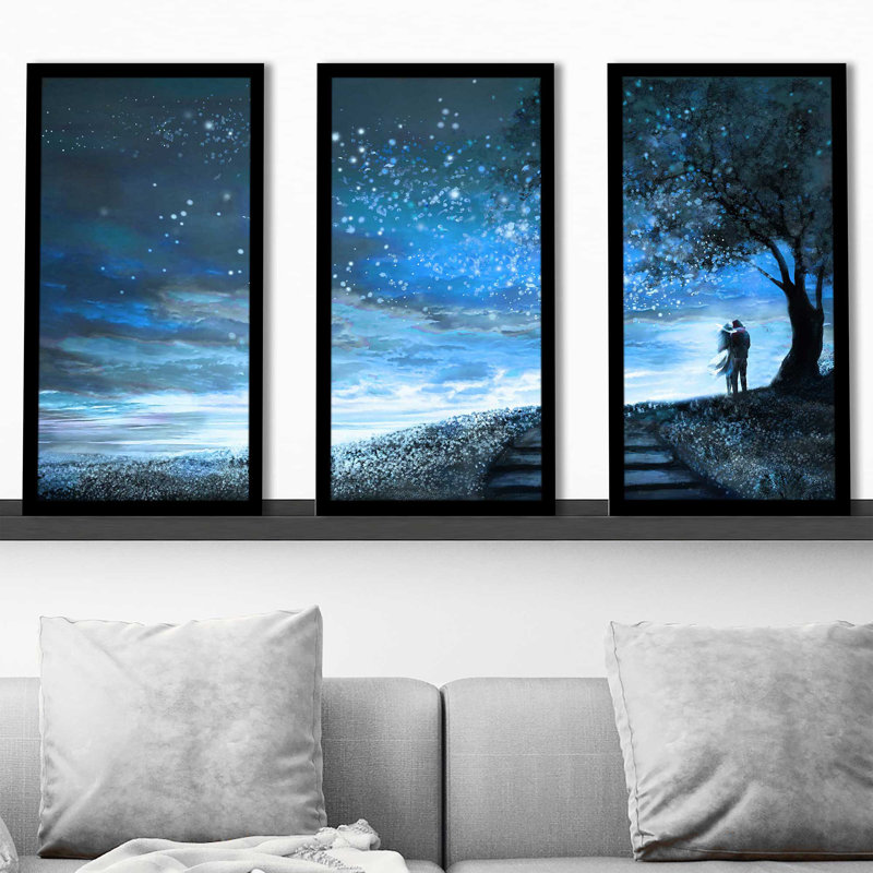 «Sapphire Meadow», reproduction de 3 pièces sur acrylique, H 33,5 po x l 52,5 po x P 1 po