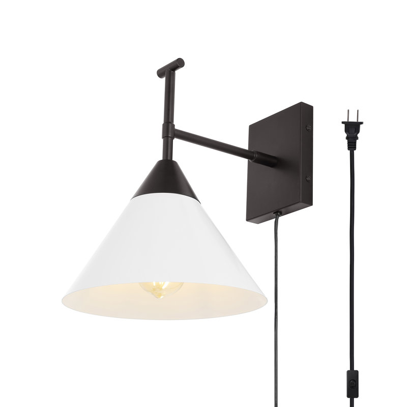 Cadyn Aluminum Plug-in Armed Sconce, Black