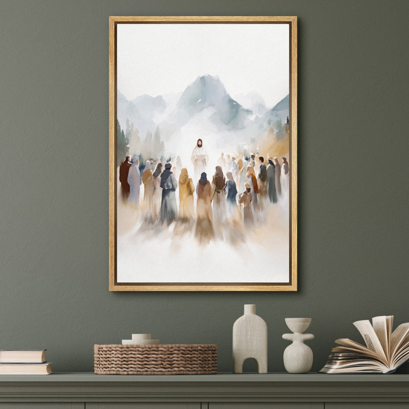 «Jesus and Disciples», reproduction d'art sur toile - Décoration religieuse inspirante pour le couloir ou le salon, Naturel