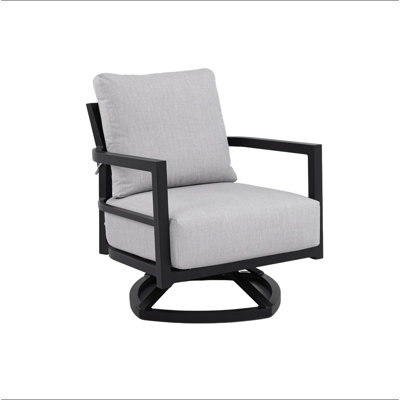 Méridienne pivotante d'extérieur entièrement soudée Modern - structure en aluminium de qualité supérieure de couleur noir Ember, dossier ergonomique, base en forme de bateau, rotation douce à 360 ° et coussin Sunbrella d'extérieur, résistant aux intempéries