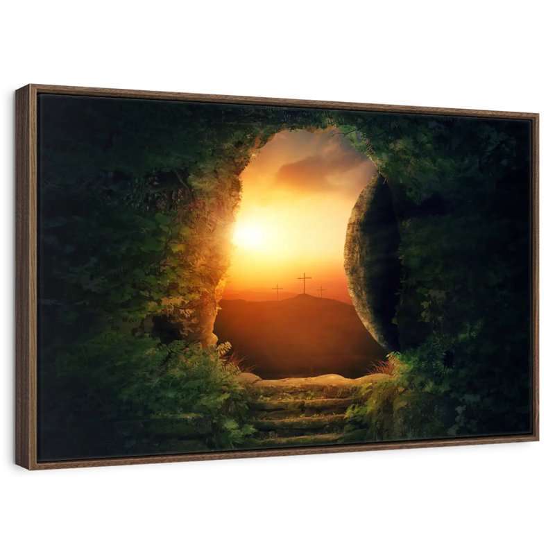 Tombe du Christ, Cadre flottant noyer, 43 po x 29 po