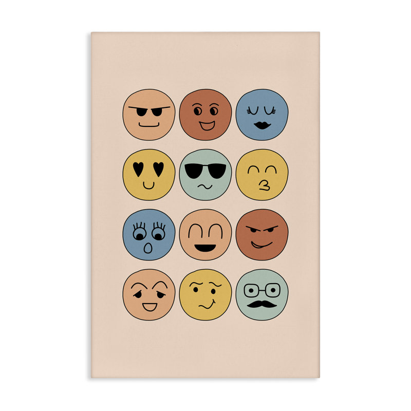 «Divers Expression Smileys», art mural sur toile par JJ Design House, LLC., H 30 po x l 20 po