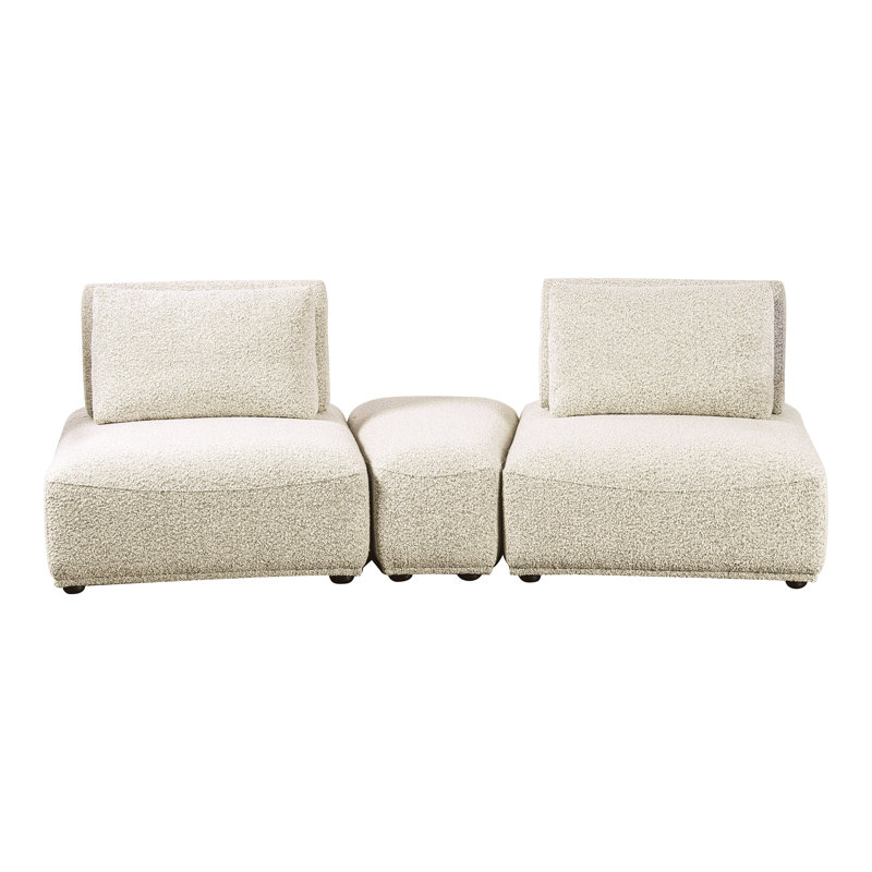Aukeem 3 - Piece Upholstered Sectional, Beige Polyester
