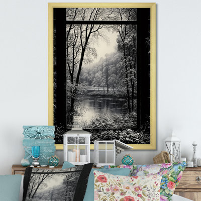 Midnight Gothic Winter Window View IV - Winter Landscape Wall Art