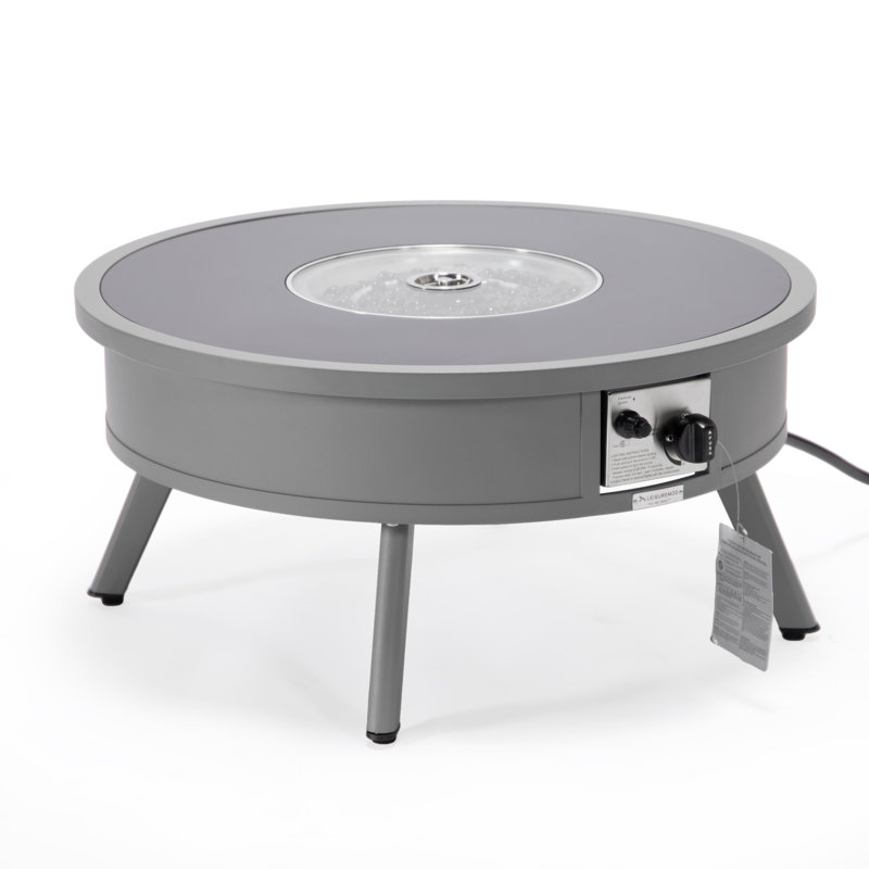 Kliyah Round Propane Smokeless Fire Pit Table, Gray