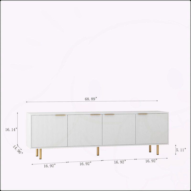 White TV Stand Fluted 68" t