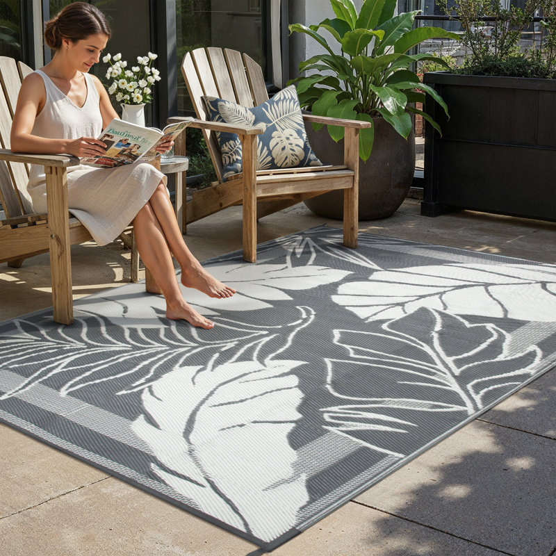 Tapis d'extérieur GELara, Grey, Rectangle 5 pi x 8 pi