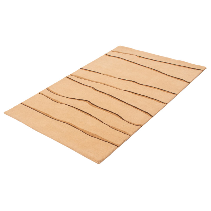 Tapis kaki clair en laine touffeté à la main Prunier