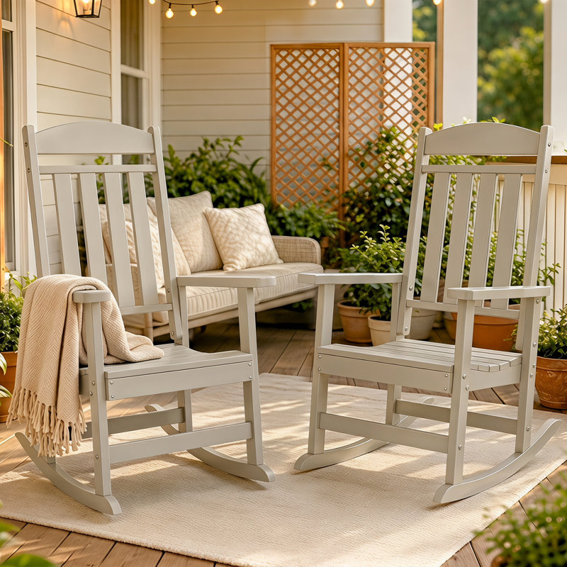 Chaise berçante pour l'extérieur en PEHD Oxing, Sable