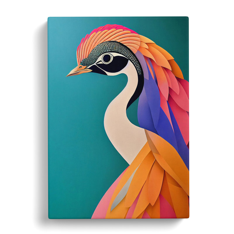 Bold Peacock Art No.6 - Wrapped Canvas, 60cm H x 40cm W x 3cm D