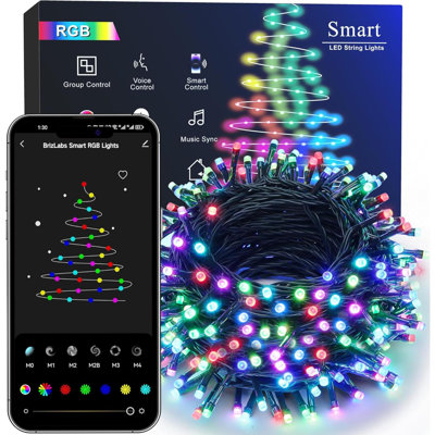 Lumières de Noël Smart Wi-Fi intelligentes, lumières de Noël à changement de couleur intelligentes de 99 pi avec 300 lumières de contrôle de l'application, lumières d'arbre de Noël RVB compatibles avec Alexa Google Home For Christmas