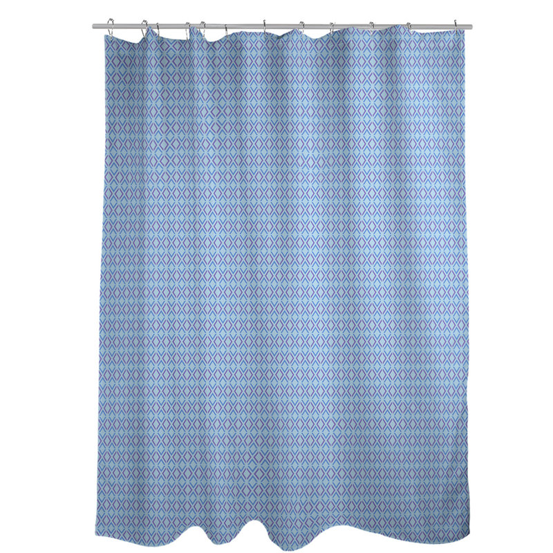 Rideau de douche simple hexagonal classique, Classic Hexagonal, Light Blue/Purple