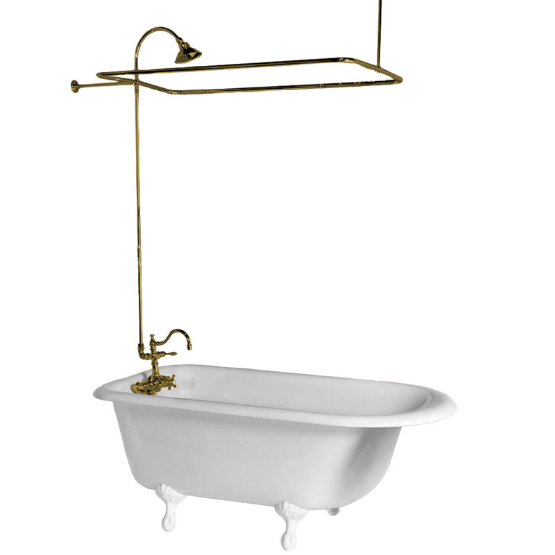 Strom Living Thermostatic Exposed Enclosure Shower Set with Shower Head and 65" Riser, Supercoat Brass