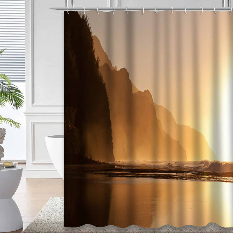 Rideau de douche Hawaii Coast Beach Sunset Island avec 12 crochets, L 72 po x l 72 po