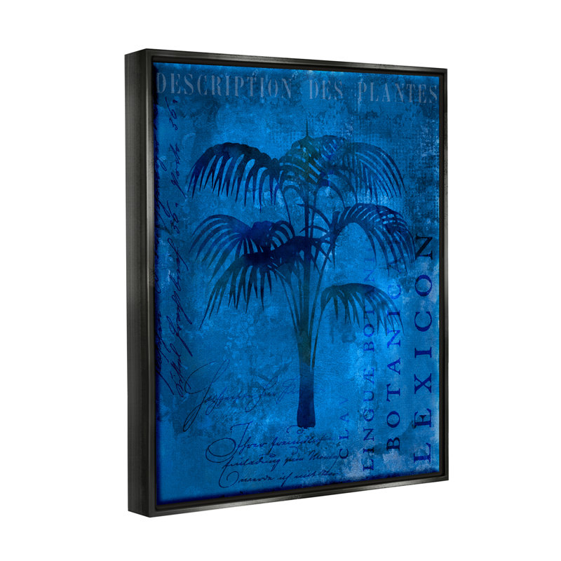 «Tropical Palm Plant Collage Floater», art mural par Andrea Haase, Cadre flottant noir de jais, H 21 po x l 17 po x P 1,7 po