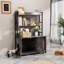 Grande armoire intérieure pour chat grise avec étagère de rangement, portes doubles et bloc-notes, structure de litière cachée