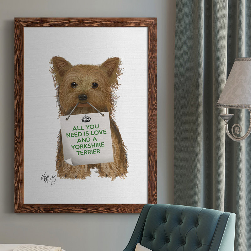 «Bunkerville Love and Yorkshire Terrier», reproduction d'un seul cadre photo sur toile, Cadre érable