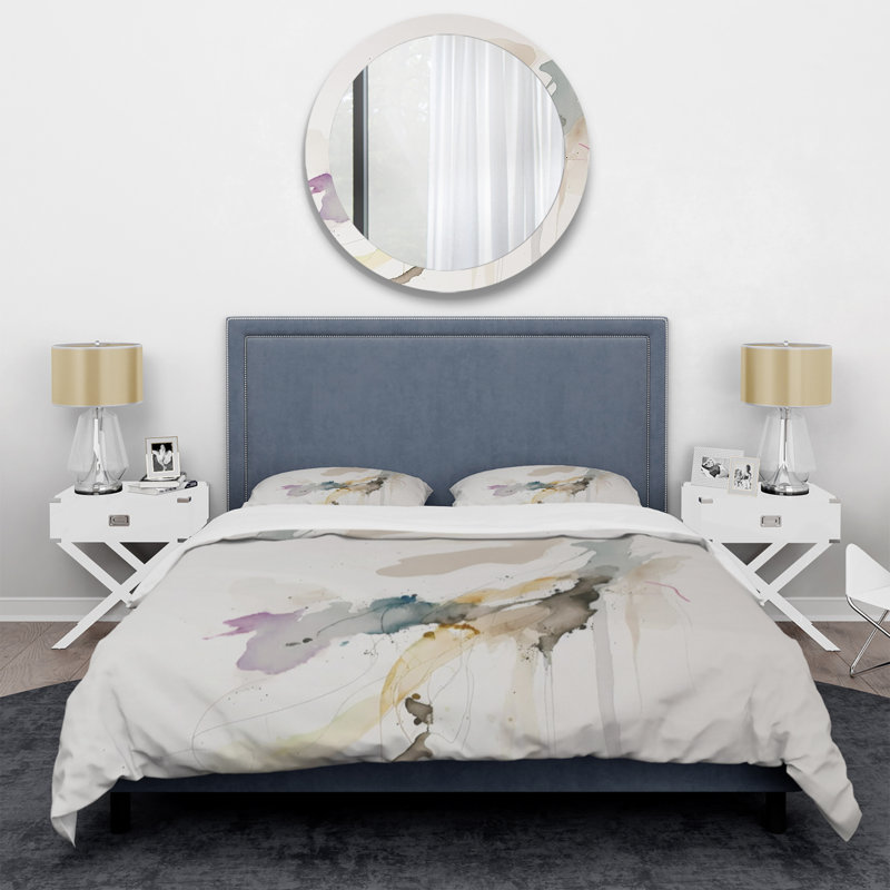 Ensemble de housse de couette en microfibre / polyester Touched By Mustard - jaune et gris ultime I