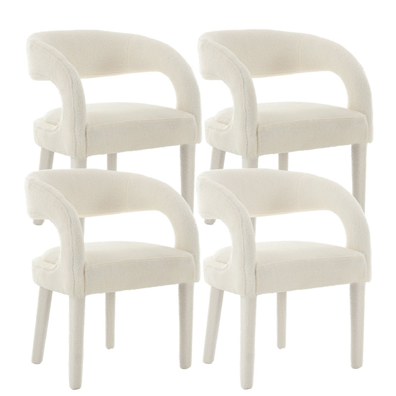 Chaises de salle à manger rembourrées modernes avec accoudoirs pour la cuisine / salle à manger / salon, Blanc, 4