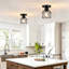 Ensemble de 4 plafonniers encastrés en métal industriel noir avec ampoules incluses, luminaire semi-encastré Vintage Farmhouse E26
